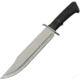 China Made Silver Tech Bowie Knife, 9.5 satin finish 420 stainless clip point blade, Black rubberized ABS handle, 211515-SL