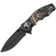 China Made Skull Linerlock A/O Folding Knife, 3.25" black finish stainless blade, Night watch skull handle artwork, Black plastic ha, 300502-NW