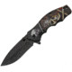 China Made Skull Linerlock A/O Folding Knife, 3.25 black finish stainless blade, Pirate skull handle artwork, Black plastic handle, 300502-PR
