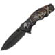 China Made Skull Linerlock A/O Folding Knife, 3.25" black finish stainless blade, Pirate skull handle artwork, Black plastic handle, 300502-PR