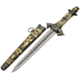 China Made Templar Dagger Fixed Blade Knife, 14.5in Overall, 8.5in Double Edge SS Dagger Blade, White Grooved Synthetic Handle, white, 211412