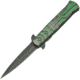 China Made Transform I A/O Green Folding Knife,3.75in,Stainless Steel,Standard Edge,Black Stonewash,Dark Gray,Aluminum Handle CN300346GN