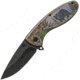 China Made Wildlife Linerlock Bear Folding Knife, 3 black stonewash finish stainless blade, ABS handle, 300508-BE