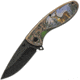 China Made Wildlife Linerlock Deer Folding Knife, 3 black stonewash finish stainless blade, ABS handle, 300508-DE