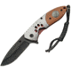 China Made Wolf Track Linerlock A/O Folding Knife,3in,3Cr13 Stainless Steel,Drop Point,Wood Handle CN300272WF