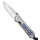 Chris Reeve Knives Small Sebenza 31 Folding Knife, 3.00in, CPM S45VN, Clip Point Blade, Titanium, Gray Handle, Purple Cross, Gray/Steel, 7.00 inch, BHQ-113452