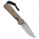 Chris Reeve Knives Chris Reeve Left Hand Small Sebenza 31 Knife Natural Micarta 2.94" Stonewash, Brown, CPM MagnaCut, adult, BHQ-229380