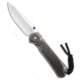 Chris Reeve Knives Small Sebenza 31 Folding Knife, 3.00in, CPM MagnaCut, Drop Point Blade, Titanium, Wood, Gray/Wood Handle, Bog Oak Double Lug Blue Hardware, Gray/Wood/Gray, 7.00 inch, BHQ-216893