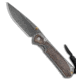 Chris Reeve Knives Small Sebenza 31 Folding Knife, 2.94in, Damascus, Drop Point Blade, Titanium, Brown Handle, Ladder Damascus, Brown/Black, 6.875 inch, BHQ-98991