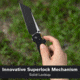 CIVIVI Buster Fg Thumb Stud &amp; Superlock Knife Black Coarse G10 Handle 4.2inch Black Stonewashed Nitro-v Blade, Satin Flat - C24052-1
