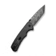 Button Lock Brazen Flipper &amp; Thumb Stud Knife Twill Carbon Fiber Overlay On Black G10 Handle (3.46" Damascus Blade)