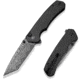 CIVIVI Button Lock Brazen Flipper &amp; Thumb Stud Knife Twill Carbon Fiber Overlay On Black G10 Handle 3.46inch Damascus Blade