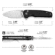 CIVIVI Mini Shakan Flipper &amp; Thumb Stud &amp; Button Lock Knife Ripple Patterned Black Aluminum Handle 2.48inch Satin Finished Nitro-v Blade