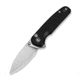 CIVIVI Mini Shakan Flipper &amp; Thumb Stud &amp; Button Lock Knife Ripple Patterned Black Aluminum Handle 2.48inch Satin Finished Nitro-v Blade