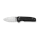 CIVIVI Mini Shakan Flipper &amp; Thumb Stud &amp; Button Lock Knife Ripple Patterned Black Aluminum Handle 2.48inch Satin Finished Nitro-v Blade