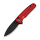 CIVIVI Mini Shakan Flipper &amp; Thumb Stud &amp; Button Lock Knife Ripple Patterned Red Aluminum Handle 2.48inch Black Stonewashed Nitro-v Blade