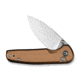 CIVIVI Mini Shakan Flipper &amp; Thumb Stud &amp; Button Lock Knife Ripple Patterned Coyote Brown Aluminum Handle 2.48inch Satin Finished Nitro-v Blade