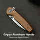 CIVIVI Mini Shakan Flipper &amp; Thumb Stud &amp; Button Lock Knife Ripple Patterned Coyote Brown Aluminum Handle 2.48inch Satin Finished Nitro-v Blade