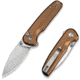 CIVIVI Mini Shakan Flipper &amp; Thumb Stud &amp; Button Lock Knife Ripple Patterned Coyote Brown Aluminum Handle 2.48inch Satin Finished Nitro-v Blade