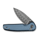 CIVIVI Mini Shakan Flipper &amp; Thumb Stud &amp; Button Lock Knife Ripple Patterned Blue Aluminum Handle 2.48inch Damascus Blade