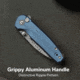 CIVIVI Mini Shakan Flipper &amp; Thumb Stud &amp; Button Lock Knife Ripple Patterned Blue Aluminum Handle 2.48inch Damascus Blade