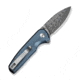 CIVIVI Mini Shakan Flipper &amp; Thumb Stud &amp; Button Lock Knife Ripple Patterned Blue Aluminum Handle 2.48inch Damascus Blade