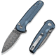 CIVIVI Mini Shakan Flipper &amp; Thumb Stud &amp; Button Lock Knife Ripple Patterned Blue Aluminum Handle 2.48inch Damascus Blade