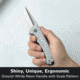 CIVIVI Voidflare Flipper Knife Greyish White Resin Handle With Scale Pattern 2.92inch Satin Finished 14c28n Blade
