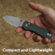 Civivi Knives Baby Banter 2 2.34 Folding Drop Point Plain Gray Stonewashed Nitro-V Steel Blade, Green Textured Canvas Micarta Handle,C23074-3