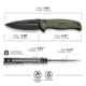 Civivi Knives Incindie 3.48 Folding Spear Point Plain Black Stonewashed 14C28N Steel Blade, OD Green Textured G10 Handle,C23053-2