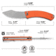 CIVIVI Outlaw Muk Flipper &amp; Button Lock Knife Orange G10 Handle 3.47inch Stonewashed 14c28n Blade