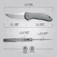 CIVIVI Synergy4 Gray Folding Knife, 5.38in Closed, 4in Satin Nitro V Steel Tanto Blade, Gray Sculpted G10 Handle, Nylon Case, C21018B-2
