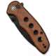 CIVIVI Triptych Flipper &amp; Thumb Stud &amp; Button Lock Knife Guibourtia Wood Handle 2.97inch Black Stonewashed 14c28n Blade - C23085B-3