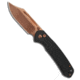 Cjrb CJRB Cutlery Pyrite Bowie Button Lock Knife Black Steel 3.1" Rose Gold, Black, AR-RPM9, adult, BHQ-199726