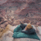 Coalatree Emerald Lake Puffy Kachula Blanket, Green, 50 x 72 flat EMERALD-LAKE-GREEN-PUFFY-KACHULA