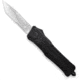 CobraTec Knives Large CTK-1 OTF Automatic Folding Knife, 3.75in, D2 Steel, Tanto Blade, Partially Serrated, Aluminum Alloy, Black Handle, LBCTK-1LTS