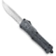 CobraTec Knives Large CTK-1 OTF Automatic Folding Knife, 3.75 in, D2 Steel, Partially Serrated, Drop Point Blade, Aluminum Alloy, Carbon Fiber Handle, LCFCTK-1LDS