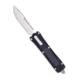 CobraTec Knives Queen Cobra Automatic Folding Knife, 3.13in, D2 Steel Blade, Drop Point Plain Blade, Black Aluminum Handle w/Carbon Fiber Inlay, BLKQCDNS