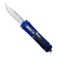 CobraTec Knives King Cobra Automatic Folding Knife, 4 in, D2 Steel Blade, Drop Point Plain Blade, Blue Anodized Aluminum w/Carbon Fiber Inlay Handle, BLUKCDNS