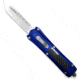 CobraTec Knives King Cobra Automatic Folding Knife, 4 in, D2 Steel Blade, Tanto Plain Blade, Blue Anodized Aluminum w/Carbon Fiber Inlay Handle, BLUKCTNS