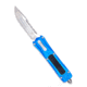 CobraTec Knives Queen Cobra Automatic Folding Knife, 3.13in, D2 Steel Blade, Drop Point Plain Blade, Blue Aluminum Handle w/Carbon Fiber Inlay, BLUQKCDNS