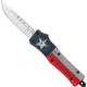 CobraTec Knives CTK-1 Medium OTF Automatic Folding Knife, 3in, D2 Steel, Drop Not Serrated, Cerakote Texas Flag, MTXCTK1MDNS
