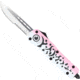 CobraTec Knives FS-3 Medium OTF Automatic Folding Knives, 3in, D2 Steel, Drop Point Serrated Blade, Pink Aluminum Handle, MFLPKFS3DS