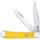 CobraTec Knives Traditional Two Blade Trapper Folding Knife, 2.93in, 2.87in, VG-10, Clip Point, Spey, G-10, Yellow Delrin Handle, CTTDTRPDLNYEL