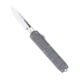 CobraTec Knives Large Enforcer OTF Knife, 3.25in, M390 Steel, Steel, Drop Non-Serrated, Grey Handle, CTEGRYM390DNS
