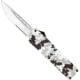 CobraTec Knives Lightweight OTF Automatic Folding Knives, 3.25in, D2 Steel, Drop Serrated Blade, Winter Digi Camo Aluminum Handle, WDCCTLWDS
