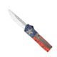 CobraTec Knives Lightweight OTF Automatic Folding Knives, 3.25in, D2 Steel, Drop Non-Serrated, Cerakote/Tx Flag Handle, TXCTLWDNS