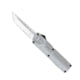 CobraTec Knives Lightweight OTF Automatic Folding Knives, 3.25in, D2 Steel, Tanto Serrated, Grey Handle, GYCTLWTS