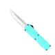 CobraTec Knives Lightweight OTF Automatic Folding Knives, 3.25in, D2 Steel, Tanto Serrated, Tiffany Blue Handle, TBCTLWTS