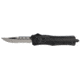 CobraTec Knives CTK-1 Medium OTF Automatic Folding Knife, 3in, D2 Steel, Drop Point Serrated Blade, Aluminum Alloy Black Handle, MBCTK1MDS